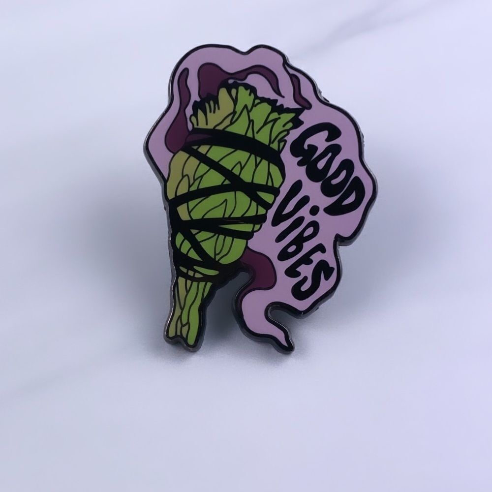 Burning Sage Good Vibes Enamel Pin/ Brooch